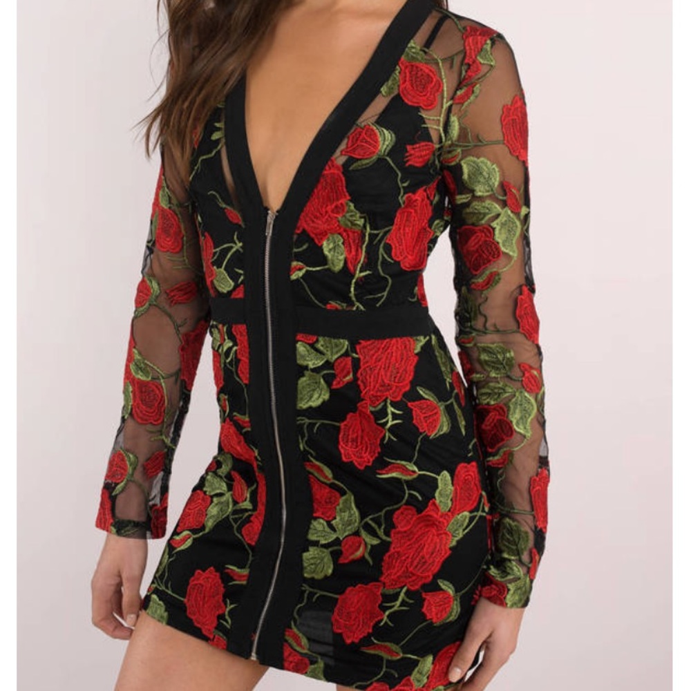 Rosebud Plunging Bodycon Dress